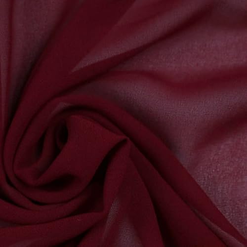 125 Farben Premium unifarbener Chiffon, feiner weicher Georgette-Kleiderstoff, Probe (10 x 10 cm), Weinrot 5794 von Textile Plaza