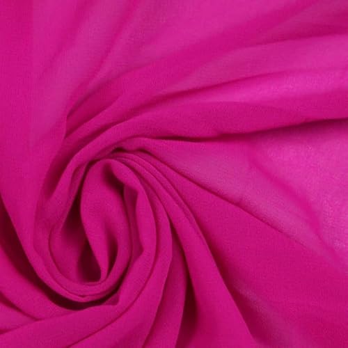 125 Farben Premium unifarbener Chiffon, feiner weicher Georgette-Kleiderstoff (1 m, Fuchsia Pink 5791) von Textile Plaza