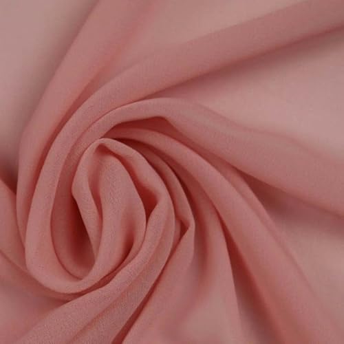 125 Farben hochwertiger einfarbiger Chiffon-Stoff aus feinem weichem Georgette-Kleid (1 Meter, Altrosa 5775) von Textile Plaza