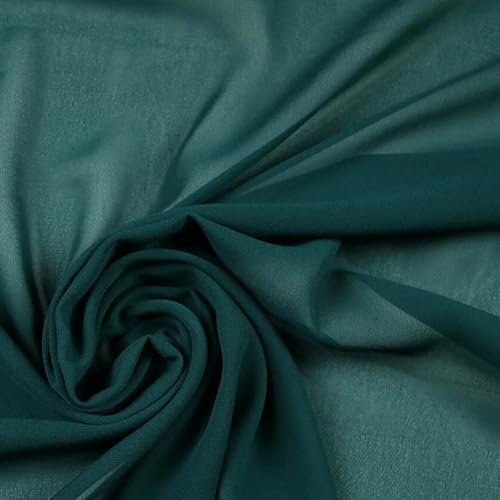 125 Farben hochwertiger einfarbiger Chiffon-Stoff aus feinem weichem Georgette-Kleid (1 Meter, Blaugrün) von Textile Plaza