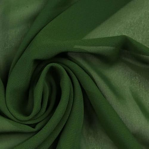 125 Farben hochwertiger einfarbiger Chiffon-Stoff aus feinem weichem Georgette-Kleid (1 Meter, olivgrün 5805) von Textile Plaza