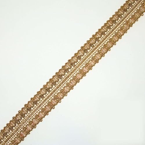 Antik Gold Doppel-Glitzerband Bordüre Bordüre indische Spitze (9 Meter Karte, Antik Gold X583) von Textile Plaza