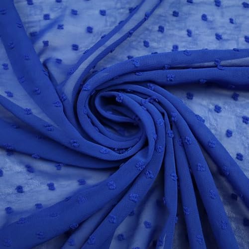 Chiffon-Kleiderstoff, Schweizer Knoten, Dobby, durchscheinend, Georgette, 150 cm (Probe (10 cm x 10 cm), Königsblau 7631) von Textile Plaza