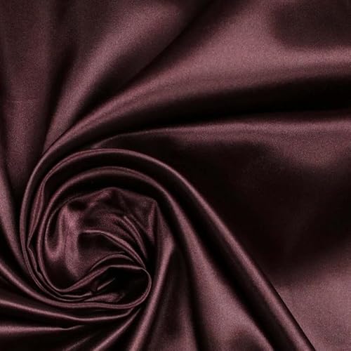 Luxuriöser, schlichter, glatter, glänzender, leichter Poly-Satin-Stoff, Futtermaterial: 147,3 cm (1 Meter, aubergine Pflaume 5691) von Textile Plaza