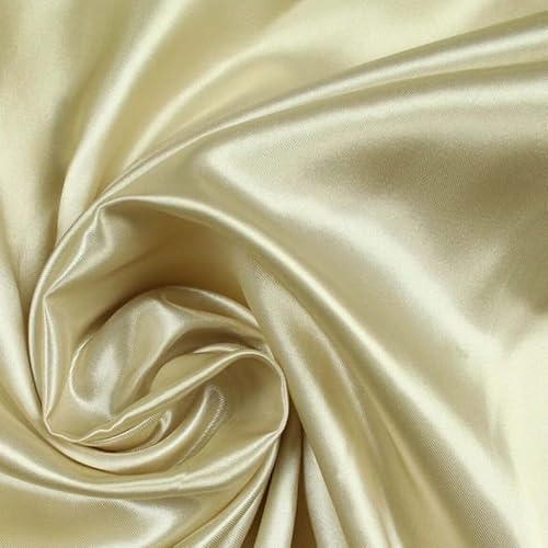 Luxuriöser, schlichter, glatter, glänzender und leichter Poly-Satin-Stoff, Futtermaterial: 147,3 cm, Champagner-Gold 5656 von Textile Plaza