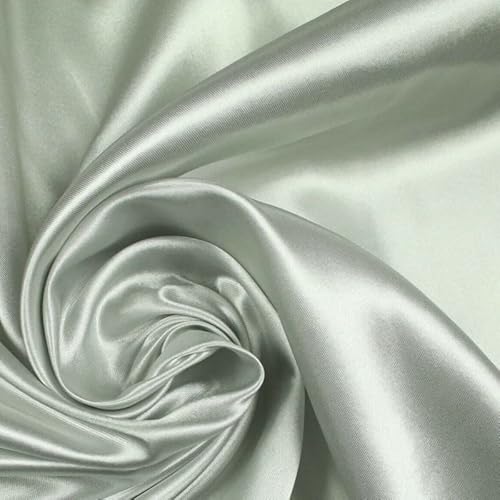 Luxuriöser, schlichter, glatter, glänzender und leichter Poly-Satin-Stoff, Futtermaterial: 147,3 cm, Hellgrau 5659 von Textile Plaza