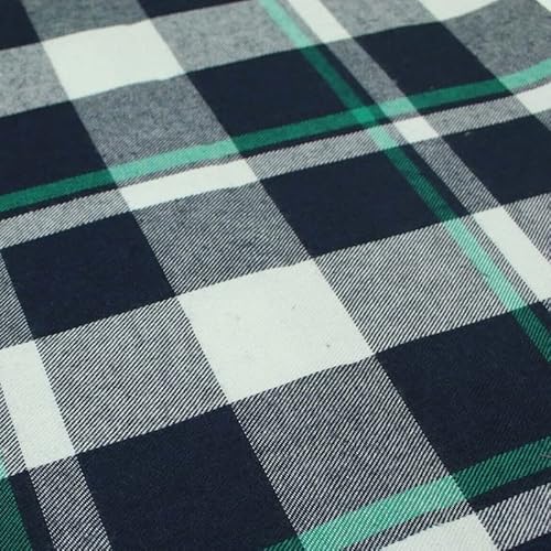 Luxuriöser Tartan-Karo-Stoff, gebürstetes Polyester-Baumwoll-Twill-Stoff, 147,3 cm, für Bastelkleid, Probe (10 x 10 cm), Grün/Marineblau 1950) von Textile Plaza