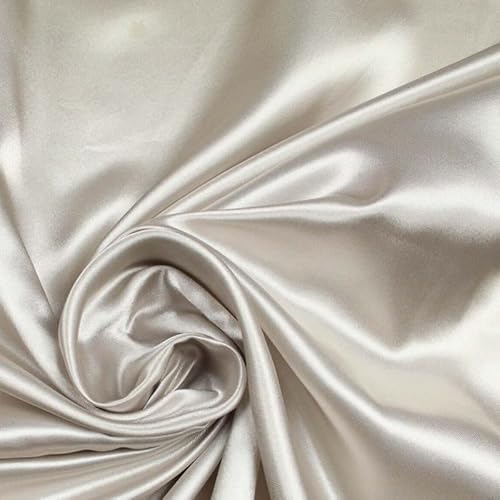 Luxuriöser einfarbiges, glattes, glänzendes, leichtes Poly-Satin-Stoff, Futtermaterial: 147,3 cm, Antik-Grau 5661 von Textile Plaza