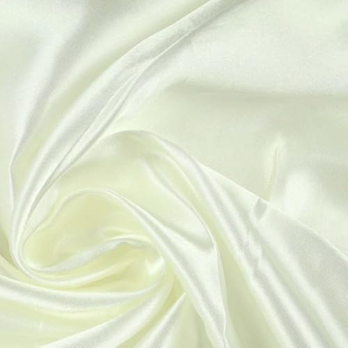 Luxuriöses Futtermaterial, glatt, glänzend, leicht, Poly-Satin-Stoff, Kleiderfutter, 147,3 cm, Creme 5650 von Textile Plaza