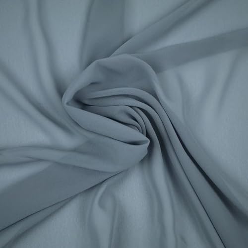 Über 25 Farben Premium unifarbener Chiffon, feiner, weicher Georgette-Kleid, Sari-Stoff (1 Meter, Stahlgrau 3318) von Textile Plaza