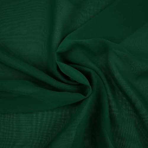 Über 25 Farben Premium unifarbener Chiffon, feiner weicher Georgette-Kleid, Sari-Stoff (1 Meter, Flaschengrün 3337) von Textile Plaza