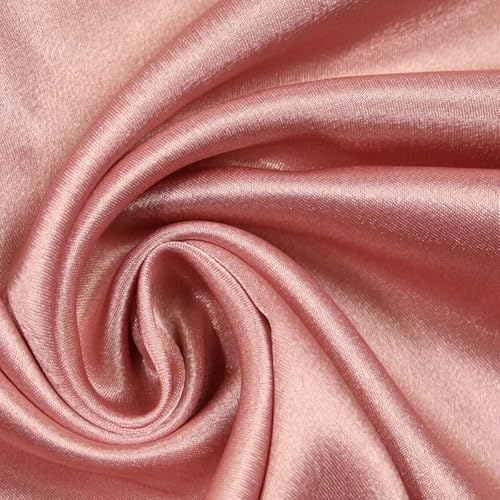 Über 70 Farben – einfarbiger Satinstoff mit Krepprückseite, Satin, Brautkleid, 147,3 cm, 1 m, Altrosa 5897 von Textile Plaza