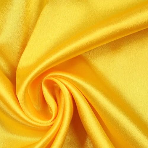 Über 70 Farben – einfarbiger Satinstoff mit Krepprückseite, Satin, Brautkleid, 147,3 cm, 1 m, Gelb 5881 von Textile Plaza