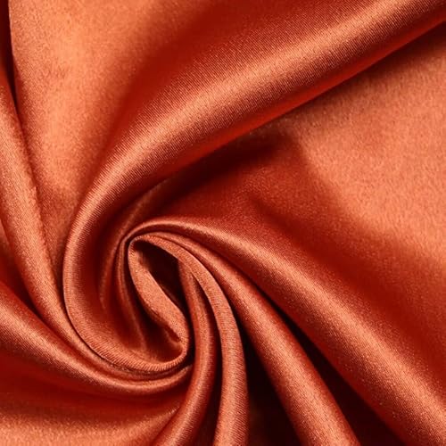 Über 70 Farben – einfarbiger Satinstoff mit Krepprückseite, Satin, für Kleider, Brautkleid, 147,3 cm (1 Meter, Rost-Terracotta 5884) von Textile Plaza