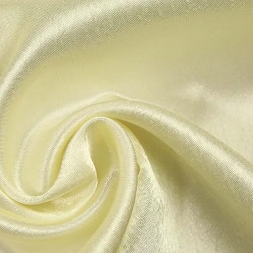 Über 70 Farben – einfarbiger Satinstoff mit Krepprückseite, Satin-Stoff, Brautkleid, 147,3 cm, 1 m, Creme 5873 von Textile Plaza