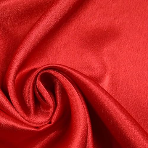 Über 70 Farben – einfarbiger Satinstoff mit Krepprückseite, Satin-Stoff, Brautkleid, 147,3 cm, 1 m, Rot 5885 von Textile Plaza