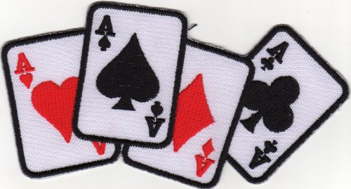 Aufnäher Bügelbild Applikation Iron on Patches 4 Asse Poker Karten von Thai-Market