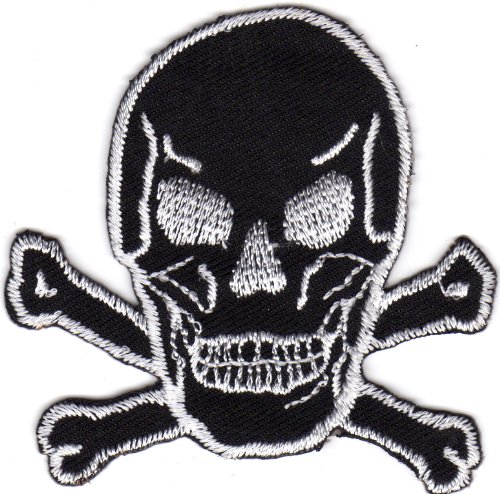 Aufnäher Bügelbild Applikation Iron on Patches Totenkopf Pirat schwarz von Thai-Market