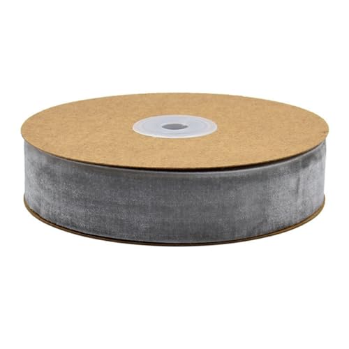 10 Meter/Rollen 25mm Samtband Schleifenband Geschenkband aus Samt Zierband Schmuckband Dekoration Borte Band Basltenband für Haarschmuck Kranz Deko DIY Schleife Bogen Hochzeit TischdekoGrau25mm von ThaiRoot