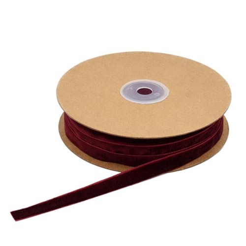 20 Meter/Rollen 10mm Samtband Schleifenband Geschenkband aus Samt Zierband Schmuckband Dekoration Borte Band Basltenband für Haarschmuck Kranz DIY Schleife Bogen Hochzeit TischdekoBurgunderrot10mm von ThaiRoot