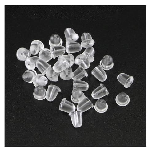 200 Stück 4 * 5 mm Ohrstopper Silikon für Ohrringe Transparent Ohrring Stopper Ohrringverschlüsse Ohrring Stecker Verschluss Weiß Klar Ohrring Stopper Ohrring Verschluss Gummi OhrstopperM=4*5mm von ThaiRoot