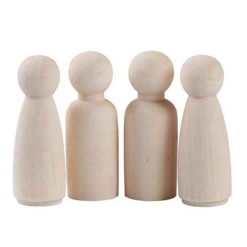 Holzfiguren Groß 10 Stück 75mm DIY Figuren (5*Männlich +5*Weiblich) Blank zum Bemalen und Basteln Holz Figurenkegel Figuren Holzkegel Spielfiguren für Weihnachten Hochzeit Geburtstag Dekoration von ThaiRoot