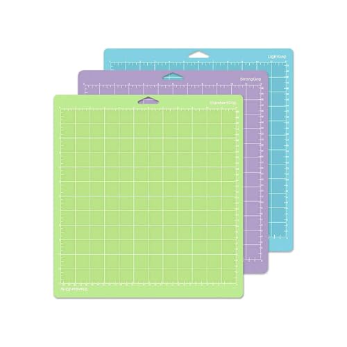 Thapncow 3er-Pack Cricu Joy Schneidematten, 12 x 12 Zoll/Standardgriff, leichte, stark haftende, rutschfeste, langlebige Schneidematte, selbstklebende Ersatz-Schneidematte für Cricu von Thapncow