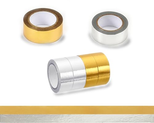 Thapncow Rollen Washi-Klebeband aus Folie, dekorative Folie Washi, Tape Set, 15 mm x 5 m, Gold,silber, 6 Rollen, DIY Craft Scrapbooking Geschenkpapier von Thapncow