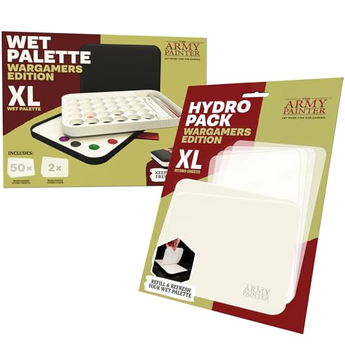 The Army Painter, Wargamers Wet Palette XL Bundle für Acrylfarben, inkl.100 Hydro Sheets, 4 Hydro Foam Schwämmen & Pinselhalter - Modellbau Farben Zubehör für Tabletop Miniaturen & Warhammer von The Army Painter