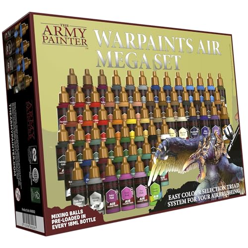 The Army Painter, Warpaints Air Mega Set, 60 x 18ml Vorgemischte Acrylfarben für Airbrush, Inklusive 9 Metallics & 1 Fluo - Airbrush Farben Set für Modellbau- und Miniaturfarben von The Army Painter