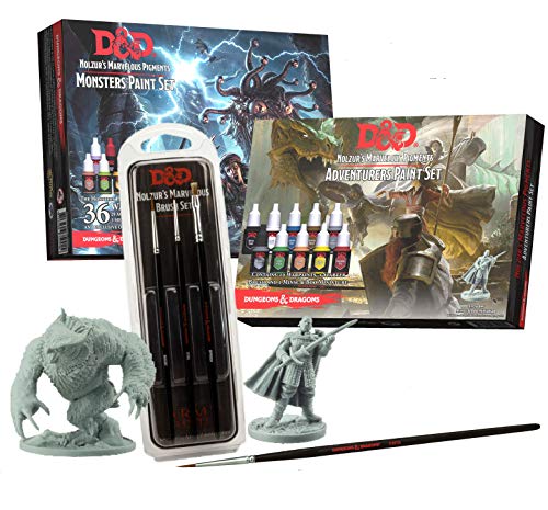 The Army Painter Dungeons and Dragons Nolzur's Marvelous Pigment Set, 46 Acrylfarben 4 Pinsel 2 Miniaturen für Rollenspiel, Tabletop Wargames Miniatur Modell-Malerei von The Army Painter