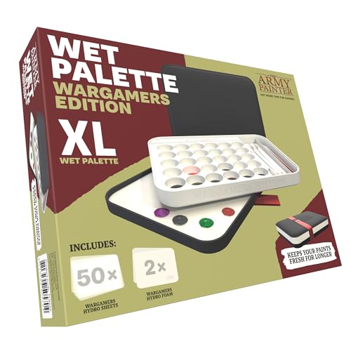 The Army Painter Wargamers Edition Wet Palette, XL-Palette für Acrylfarben-Set einschließlich 50 Hydro-Blätter, 2 Hydro-Schäume und kostenloser Malanleitung, für Fantasy-Tabletop-Spiele von The Army Painter