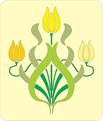 Elegante Art-Deco-Tulpenschablone, 3 Stück, 20,3 x 25,4 cm, wiederverwendbar, vielseitig und perfekt für DIY-Heimdekoration und Bastelarbeiten The Artful Stencil von The Artful Stencil