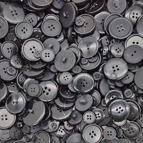 100 g Knopf-Mix – verschiedene Knöpfe pro Packung, 9 mm – 30 mm, ideal zum Nähen, Basteln, DIY-Projekte und Reparaturen von Kleidung, 2 Löcher und 4 Löcher, schwarze Mischung von The Bead Shop