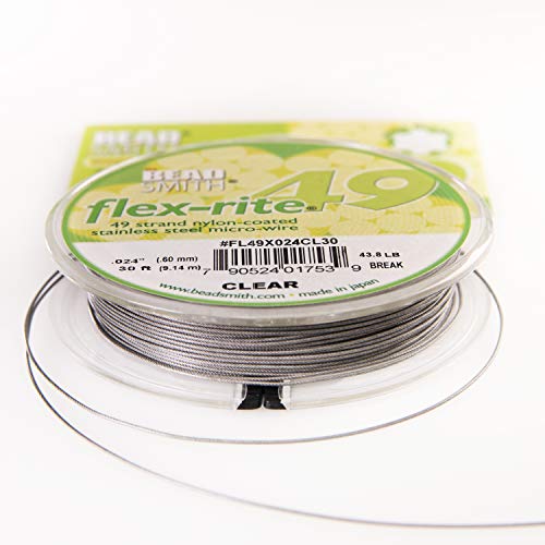 Beadsmith Flex-Rite 49 Strang Flex Ritus Sicke Bespannung.024 Zoll 30 Fuß professionelle Nylon beschichteter Edelstahl Extra starke 43,8 Lb Drahtbruch von The Beadsmith