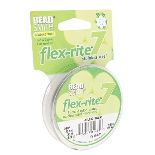 Beadsmith Flex Ritus Mantel Flex Ritus Sicke Stringing Wire.018 Inch 30 Füße Nylon beschichtet Edelstahl 7 Strang Tigertail 20,6 Lb Pause von The Beadsmith