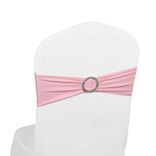 Elastische Stuhlhussen aus Stretch-Spandex mit Schnallenschleifen, für Hochzeit, Zuhause, Party, Lieferanten, Dekorationen (Babyrosa, 100 Stück) von The Chair Cover Company