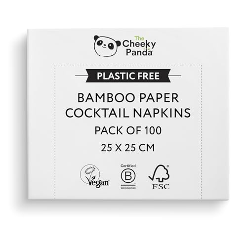 The Cheeky Panda Bambus Cocktailservietten | Weiße Servietten 30 x 100 Stück Servietten Großpackung von The Cheeky Panda