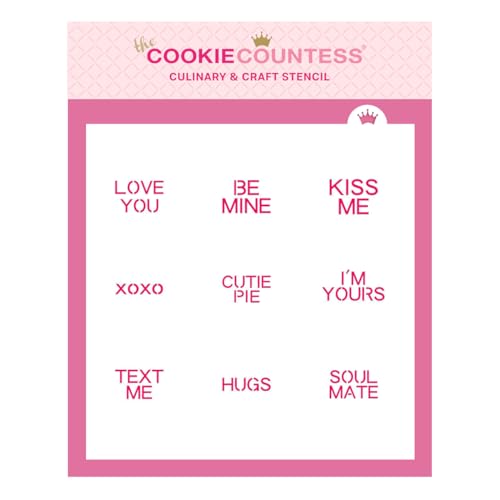 Klassische Mini-Schablone mit Aufschrift "Conversation Hearts", 2,5 cm von The Cookie Countess