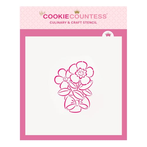 Pyo-Schablone für Frühlingsblumen, gezeichnet von Krista von The Cookie Countess