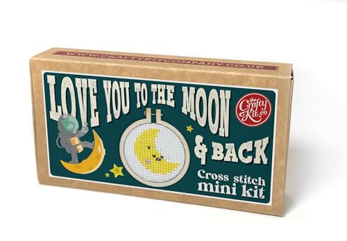 Kreuzstich-Bastelset "Love You To The Moon And Back", Mini-Streichholzschachtel, Kreuzstich von The Crafty Kit