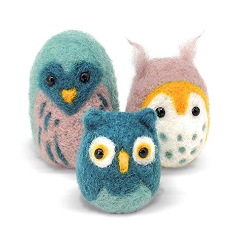 The Crafty Kit Company Owl Family Nadelfilz Bastelset für Anfänger inklusive Corriedale Wolle, Nadeln und Anleitung von The Crafty Kit