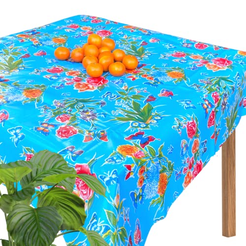 The Fern Trail Mexikanische Wachstuch-Tischdecke, Vinyl-Tischdecken, Outdoor-Tischdecke, Kunststoff-Tischdecke, Spritzmatte, wasserdichte Matte, Hules para Mesa (Mariposa Blau, quadratisch (122 cm) von The Fern Trail