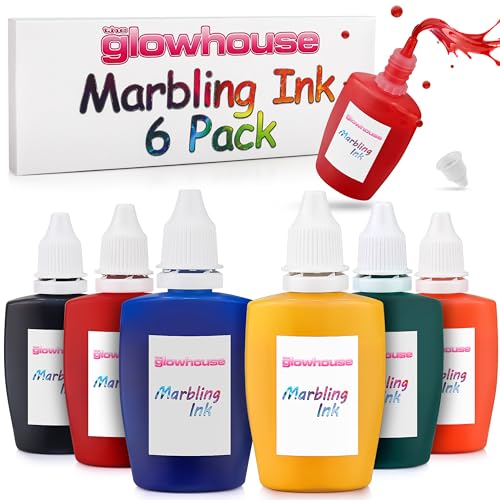 Premium-Marmorierfarben - ideal für Kinder & Erwachsene - leuchtende Farben - 6 x 25 ml von The Glowhouse