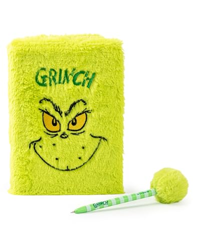 The Grinch Briefpapier Set | Grinch Notizbuch mit Charaktergesicht-Grafikdruck und Stiftset in Grün | Unisex Schreibtisch mit Kugelschreiber und Schreibblock für Erwachsene, Jugendliche und Kinder von The Grinch