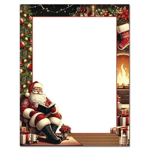 Fireside Santa Briefpapier für Laser- und Tintenstrahldrucker, 25 Blatt von The Image Shop