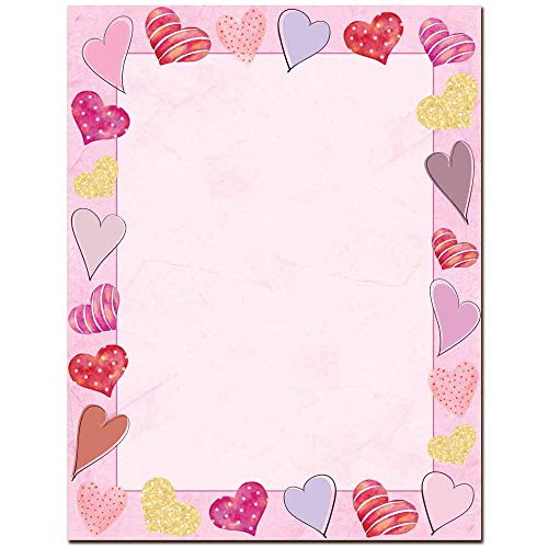 Happy Hearts Briefkopf-Druckerpapier für Laserdrucker und Tintenstrahldrucker 25 Pack Pink, Red von The Image Shop