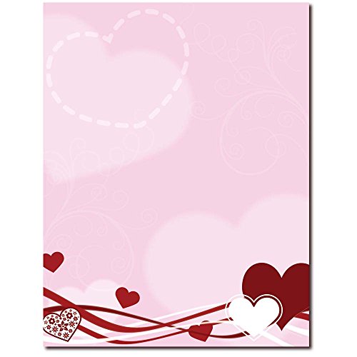 Herzen & Swirls Briefkopf Laser & Inkjet Drucker Papier 25 Sheets Pink, Red, White von The Image Shop