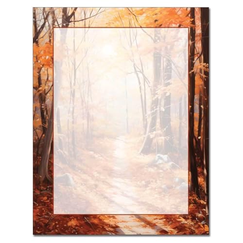 The Image Shop Briefkopf "Autumn Path", 100 Stück, 21,6 x 27,9 cm, personalisierbar, kompatibel mit Tintenstrahl- und Laserdruckern von The Image Shop