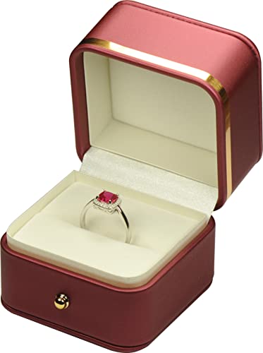 The Jewellery Pak Ringschatulle für Hochzeit, Antrag, Verlobung, für Männer und Frauen, luxuriös, weiche Haptik, hochwertiges rotes PU-Leder, Ring-Schmuckschatulle mit elegantem Goldrand und von The Jewellery Pak